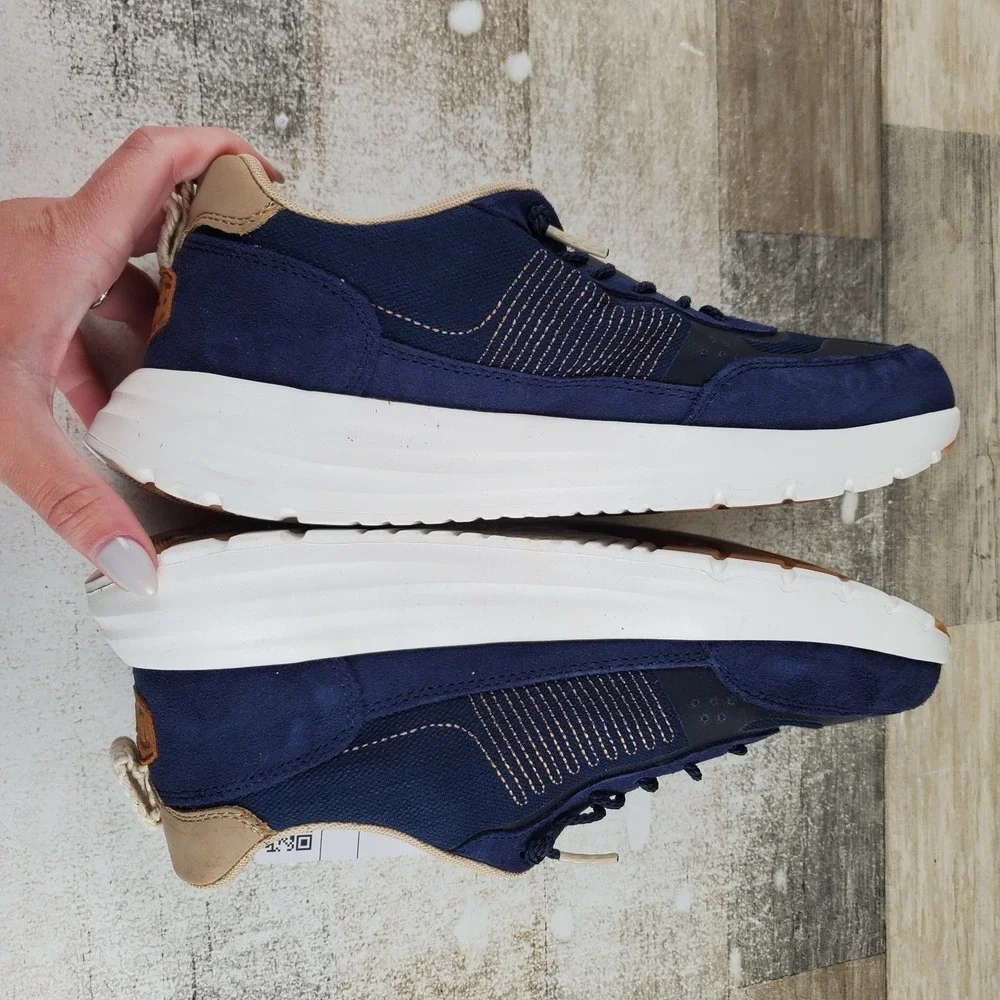 Hey Dude Sirocco Alta Craft Mens Shoes Sz 9 Navy Blue Suede Lace-Up Sneakers